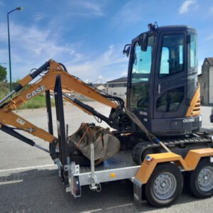 case cx26c + 3 godets + remorque – mini pelle 2,5t